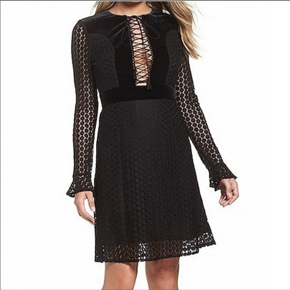 Anthropologie Dresses & Skirts - FOXIEDOX Anthropologie Black Lace-up Lace Dress sz S
